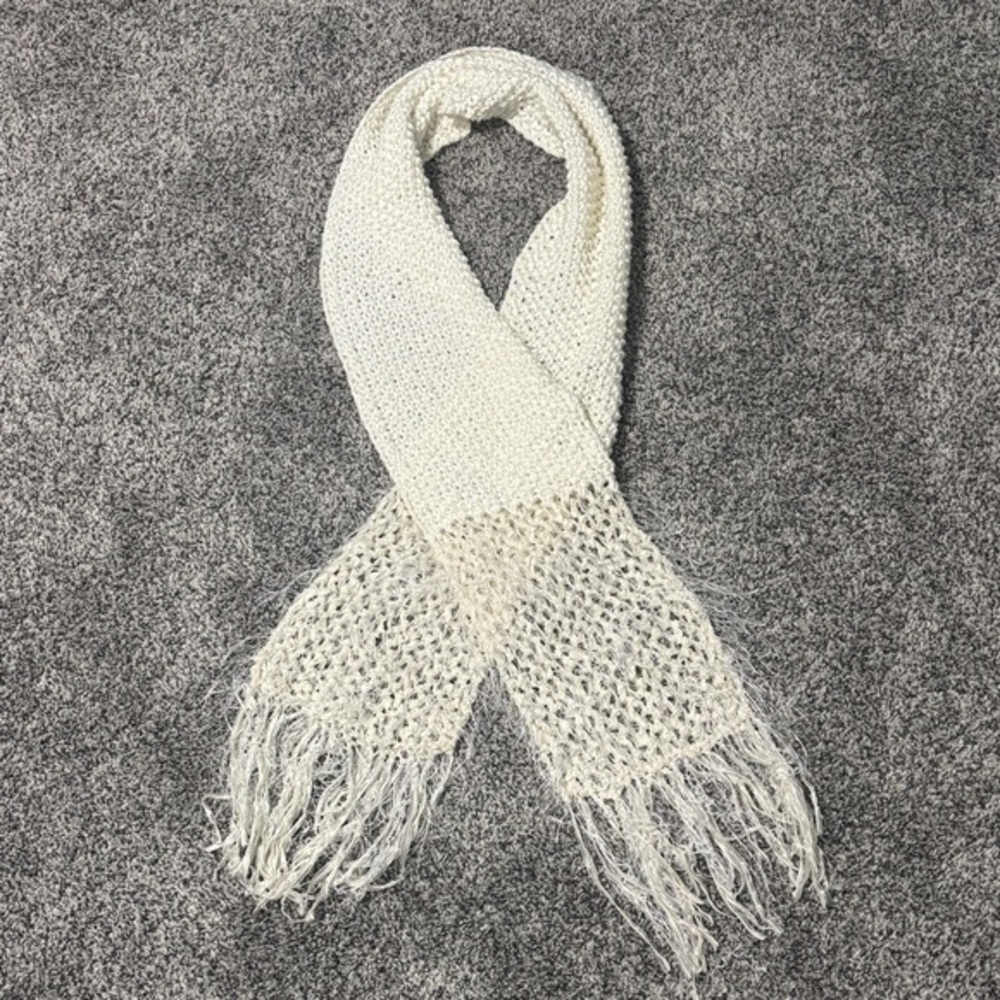Like New Hand Crafted Knitted Scarf Ivory